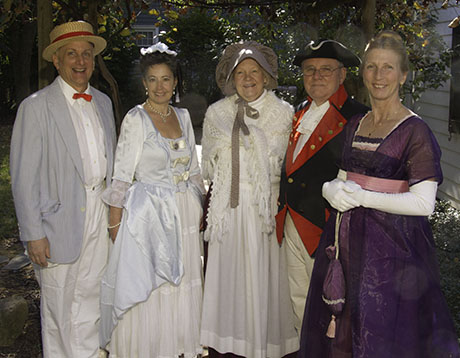 Pictured left to right: David Bierman – President , Darlene Palombo - Assistant clothing curator, Florence Clark – docent, George Pierson – genealogist, and Renate Maroney - clothing curator